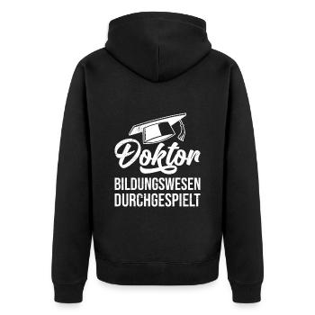 Études Terminées Doctor PhD Titre de PhD - Veste à capuche bio Premium Unisexe - noir - Dos - Nico (187cm)