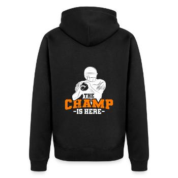 Der Fantasy Football Champ ist da - Unisex Premium Bio Zip Hoodie - Schwarz - Hinten - Nico (187cm)