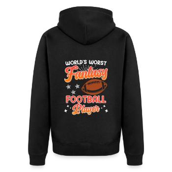 Schlechtester Fantasy Football Spieler - Unisex Premium Bio Zip Hoodie - Schwarz - Hinten - Nico (187cm)