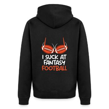 I suck at Fantasy Football Loser - Unisex Premium Organic Zip Hoodie - black - Back - Nico (187cm)
