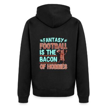 Fantasy Football is the Bacon of Hobbies - Unisex Premium Bio Zip Hoodie - Schwarz - Hinten - Nico (187cm)