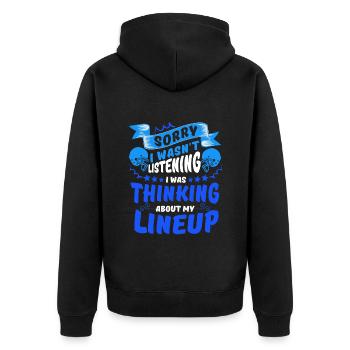 Sorry I was thinking about my line up - Unisex Premium Organic Zip Hoodie - black - Back - Nico (187cm)