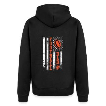 USA Patriot Football Dad - Unisex Premium Bio Zip Hoodie - Schwarz - Hinten - Nico (187cm)