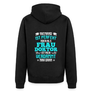 Le docteur a toujours raison Ph.D doctorat - Veste à capuche bio Premium Unisexe - noir - Dos - Nico (187cm)
