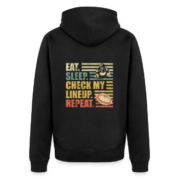 Eat Sleep Check my Lineup Repeat - Unisex Premium Organic Zip Hoodie - black - Back - Nico (187cm)