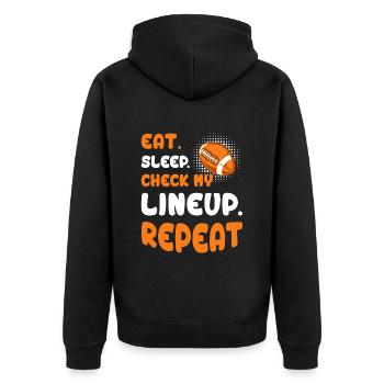 Eat Sleep Check my Lineup Repeat Fantasy Football - Unisex Premium Organic Zip Hoodie - black - Back - Nico (187cm)