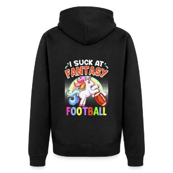 Ich suck at Fantasy Football Loser - Unisex Premium Organic Zip Hoodie - black - Back - Nico (187cm)