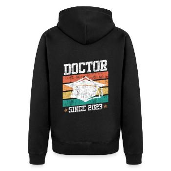 Docteur depuis 2023 Diplôme Ph.D Doctorat - Veste à capuche bio Premium Unisexe - noir - Dos - Nico (187cm)