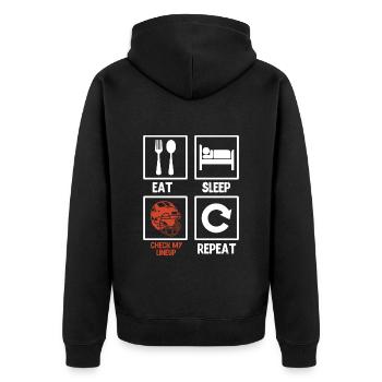 Eat Sleep Check my Lineup Repeat - Unisex Premium Organic Zip Hoodie - black - Back - Nico (187cm)