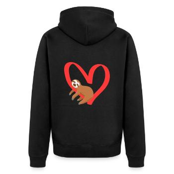 Ich liebe mein Faultier Schatz Liebe Valentinstag - Unisex Premium Bio Zip Hoodie - Schwarz - Hinten - Nico (187cm)