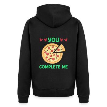 Lovers Dinner Date Pizza Love Valentine's Day - Unisex Premium Organic Zip Hoodie - black - Back - Nico (187cm)