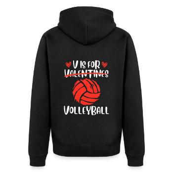 V signifie Volleyball Love Valentine’s Day - Veste à capuche bio Premium Unisexe - noir - Dos - Nico (187cm)