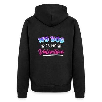 Hundebesitzer mein Hund ist mein Valentinstag - Unisex Premium Bio Zip Hoodie - Schwarz - Hinten - Nico (187cm)