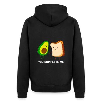 You complete me Avocado Love Couples - Unisex Premium Organic Zip Hoodie - black - Back - Nico (187cm)