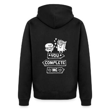 You complete me! Fast Food Lover Burger fries - Unisex Premium Organic Zip Hoodie - black - Back - Nico (187cm)