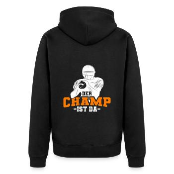 Der Fantasy Football Champ ist da - Unisex Premium Bio Zip Hoodie - Schwarz - Hinten - Nico (187cm)