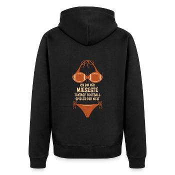 I suck at Fantasy Football Bikini - Unisex Premium Bio Zip Hoodie - Schwarz - Hinten - Nico (187cm)