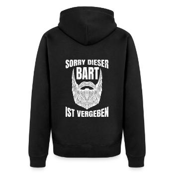 Sorry dieser Bart ist vergeben Bartträger - Unisex Premium Bio Zip Hoodie - Schwarz - Hinten - Nico (187cm)