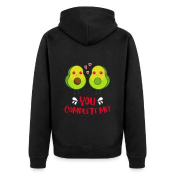 Ehepaar Liebespaar Avocado Liebe Valentinstag - Unisex Premium Bio Zip Hoodie - Schwarz - Hinten - Nico (187cm)