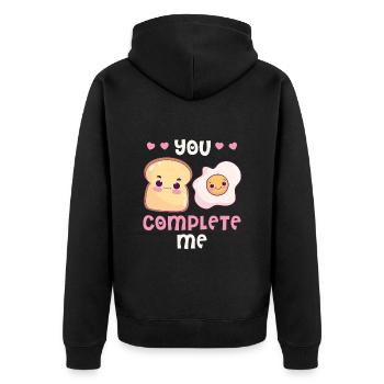Liebespaar Eier Speck Toast Frühstück Valentinstag - Unisex Premium Bio Zip Hoodie - Schwarz - Hinten - Nico (187cm)