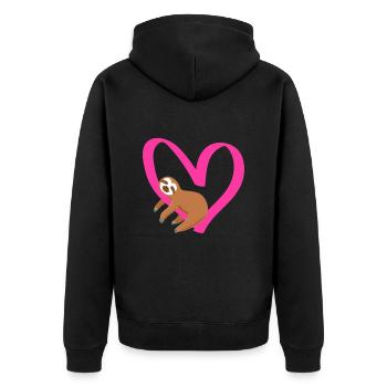 J’aime ma chérie paresseuse Amour Saint-Valentin - Veste à capuche bio Premium Unisexe - noir - Dos - Nico (187cm)