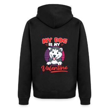 Husky Mon chien est mon amour Saint-Valentin - Veste à capuche bio Premium Unisexe - noir - Dos - Nico (187cm)
