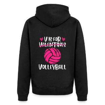 V signifie Volleyball Love Valentine’s Day - Veste à capuche bio Premium Unisexe - noir - Dos - Nico (187cm)