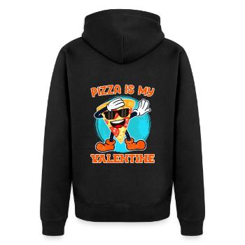 Ich liebe Essen Ich liebe Pizza Valentinstag - Unisex Premium Bio Zip Hoodie - Schwarz - Hinten - Nico (187cm)