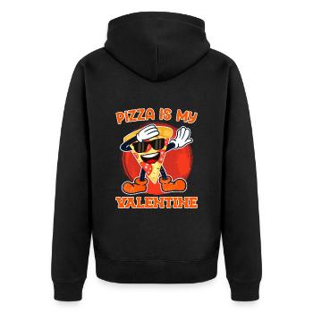 Ich liebe Essen Ich liebe Pizza Valentinstag - Unisex Premium Bio Zip Hoodie - Schwarz - Hinten - Nico (187cm)