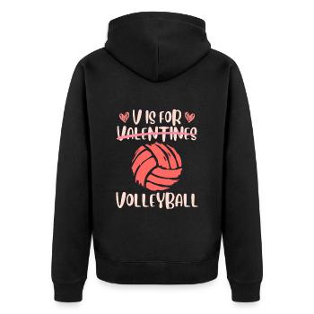 V signifie Volleyball Love Valentine’s Day - Veste à capuche bio Premium Unisexe - noir - Dos - Nico (187cm)