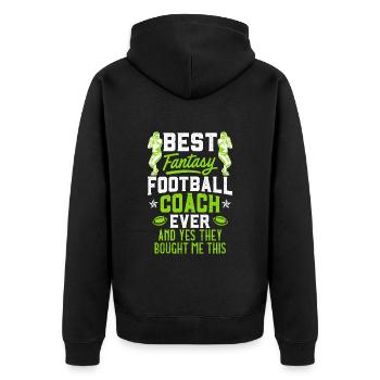 Bester Fantasy Football Coach - Unisex Premium Bio Zip Hoodie - Schwarz - Hinten - Nico (187cm)