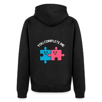 Valentine's Day Saying You complete me - Unisex Premium Organic Zip Hoodie - black - Back - Nico (187cm)