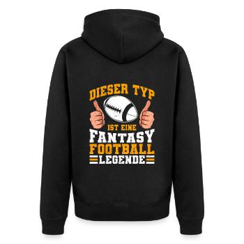 Dieser Typ ist eine Fantasy Football Legende - Unisex Premium Bio Zip Hoodie - Schwarz - Hinten - Nico (187cm)