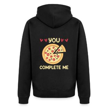 Lovers Dinner Date Pizza Love Valentine's Day - Unisex Premium Organic Zip Hoodie - black - Back - Nico (187cm)