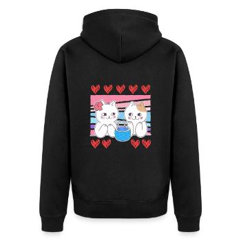 J’adore mon chat chat Saint-Valentin - Veste à capuche bio Premium Unisexe - noir - Dos - Nico (187cm)