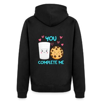 Kaffee Liebe Kekse Liebespaar Valentinstag - Unisex Premium Bio Zip Hoodie - Schwarz - Hinten - Nico (187cm)