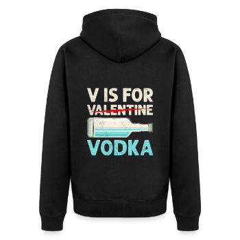 V steht für Vodka lustiges Valentinstag - Unisex Premium Bio Zip Hoodie - Schwarz - Hinten - Nico (187cm)