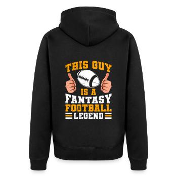 Dieser Typ ist eine Fantasy Football Legende - Unisex Premium Bio Zip Hoodie - Schwarz - Hinten - Nico (187cm)