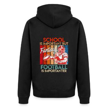 L’école est importante mais le football Fantasy - Veste à capuche bio Premium Unisexe - noir - Dos - Nico (187cm)
