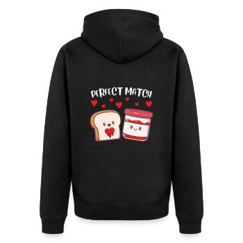 Perfektes Match Toast Marmelade Valentinstag - Unisex Premium Bio Zip Hoodie - Schwarz - Hinten - Nico (187cm)