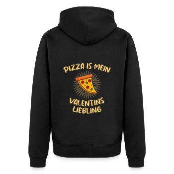 Pizza is my Valentine Fast Food Lover Valentinstag - Unisex Premium Bio Zip Hoodie - Schwarz - Hinten - Nico (187cm)