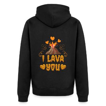 Ich liebe dich Valentinstag - Unisex Premium Bio Zip Hoodie - Schwarz - Hinten - Nico (187cm)