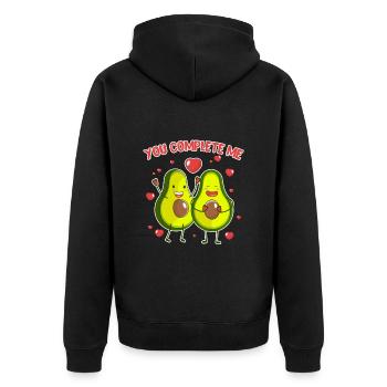 Ehepaar Liebespaar Avocado Liebe Valentinstag - Unisex Premium Bio Zip Hoodie - Schwarz - Hinten - Nico (187cm)