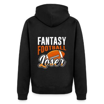 Fantasy Football Loser - Unisex Premium Organic Zip Hoodie - black - Back - Nico (187cm)