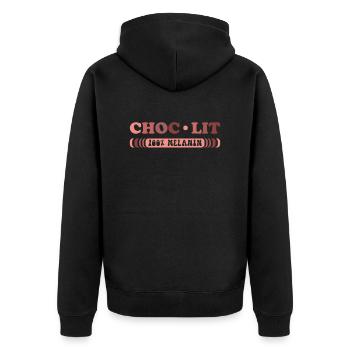 Choc-lit Noir Couleur de peau foncée Mélanine Afrique - Veste à capuche bio Premium Unisexe - noir - Dos - Nico (187cm)