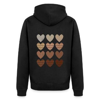 Black Hearts Afro Melanin African Woman - Unisex Premium Organic Zip Hoodie - black - Back - Nico (187cm)