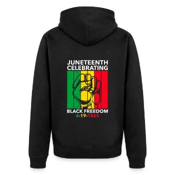 Juneteenth gratuit depuis 1865 Black History USA Afrique - Veste à capuche bio Premium Unisexe - noir - Dos - Nico (187cm)