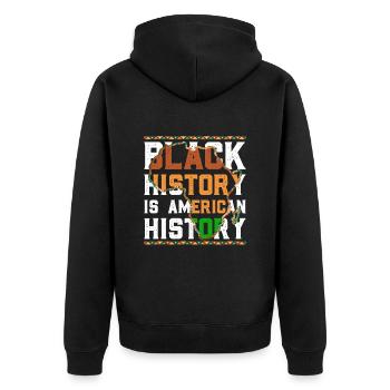Black History American History Geschichte Afrika - Unisex Premium Bio Zip Hoodie - Schwarz - Hinten - Nico (187cm)