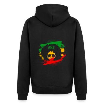 1865 Black History Frauenpower Afrikanische Frau - Unisex Premium Bio Zip Hoodie - Schwarz - Hinten - Nico (187cm)