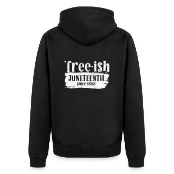 Juneteenth frei seit 1865 Black History USA Afrika - Unisex Premium Bio Zip Hoodie - Schwarz - Hinten - Nico (187cm)